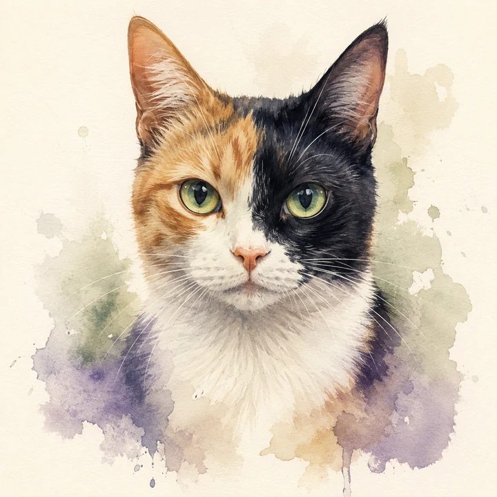 AI-generated pet portrait in Watercolor style